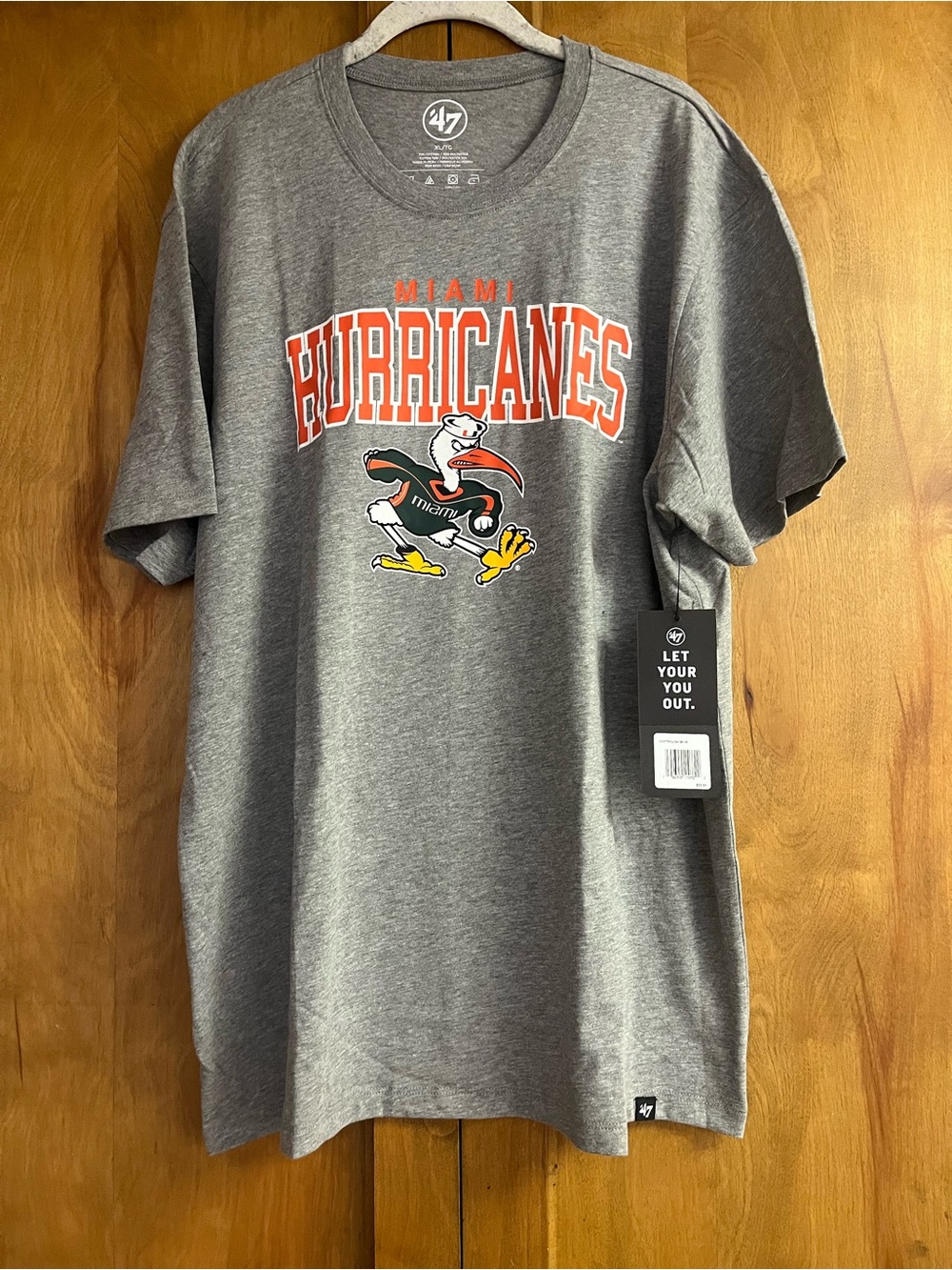 47 Miami Hurricanes Gray Tee with Orange Logo
